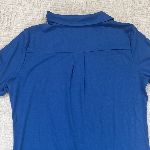 AKEWEI V-Neck Polo Shirt Short Sleeve Collared Tops Casual Tunic Blouse Medium - Picture 9 of 16